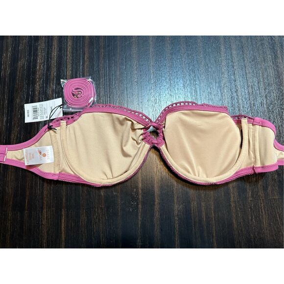 Shade & Shore NWT size 34DD mauve pink crochet bandeau top with attachable strap - Picture 4 of 5